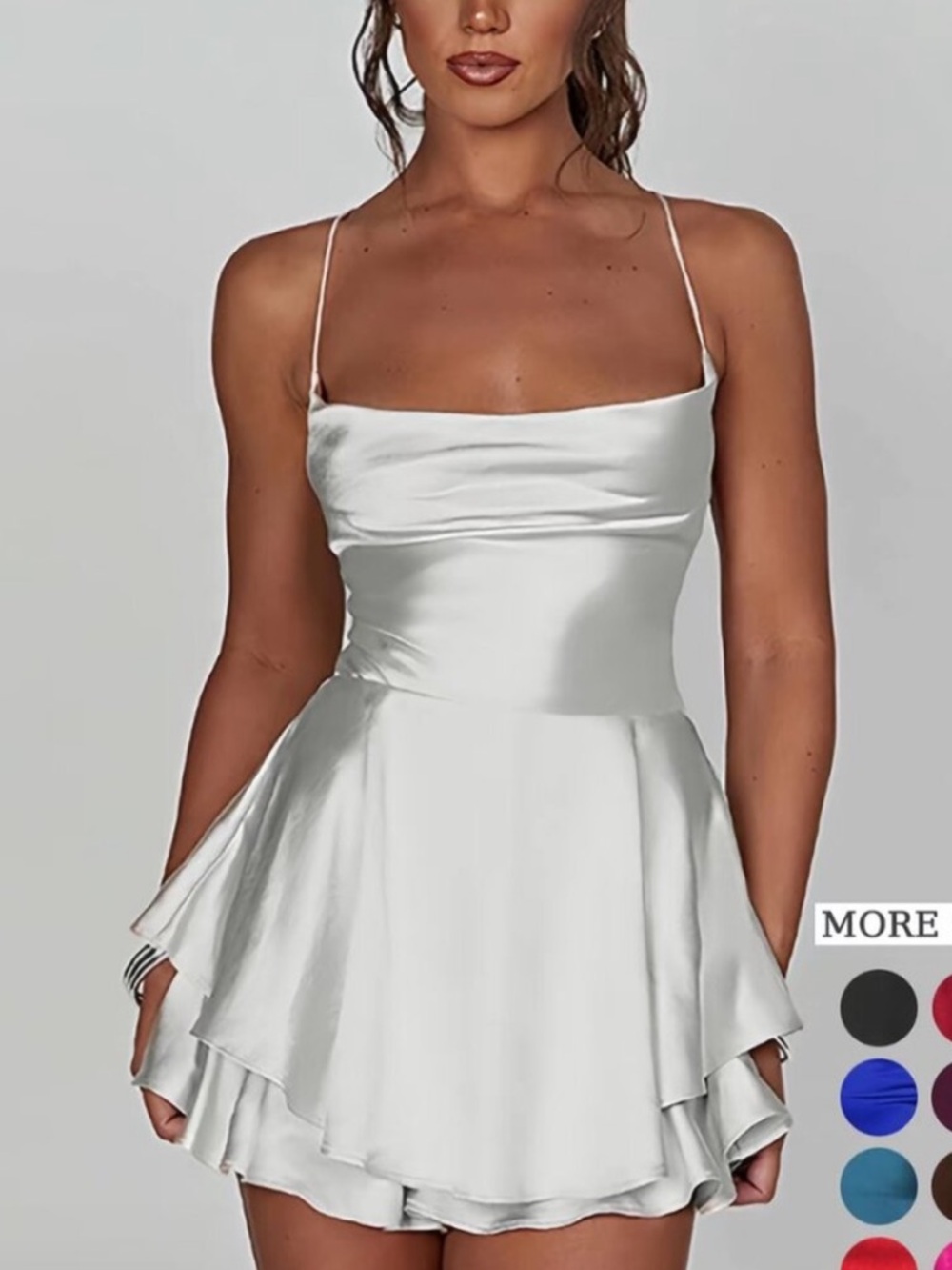 NWT Women Satin Dress Backless Mini Dress | White XS